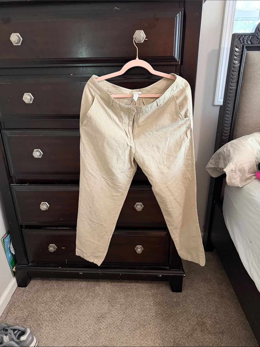 White + Warren Neutral Cropped Linen-Blend Ankle Pants